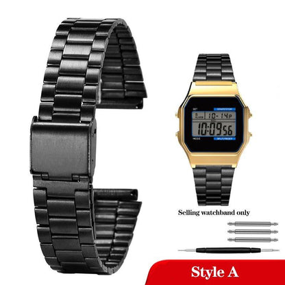 Casio 18mm Slim Steel Watch Band for A158, A159, A168, A158W, AQ-230, LA-680, B650, and AEQ-110. Metal Bracelet Strap. Band Color: 18mm; Band Width: Parallel Import.