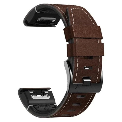 22mm and 26mm Leather and Silicone Watch Strap Smart Bracelet for Garmin Fenix 8/7/7X Pro/6X/6 Pro/5/5X Plus/Tactix 7 Pro/935/945, Band Color: mm, Parallel Import