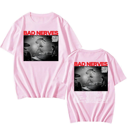 BAD NERVES "Still Nervous Tour 2025" T-Shirt, Spiritual Crump, Hip Hop, Unisex, Streetwear, Grunge, Fashion, Graphic T-Shirt, Men's Apparel, Size: Parallel Import