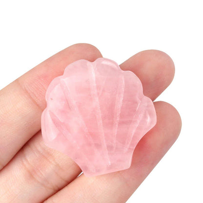 1 Natural Crystal, Sparkling Semi-Precious Shell-Shaped Figurine, Spiritual Healing, Power Stone, Room Decoration, Ornament, Gift, Size: 30mm x 30mm; Parallel Import