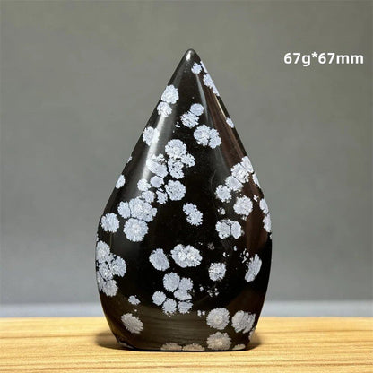 Snowflake Obsidian Freeform Ornament with Natural Quartz, Reiki, Meditation, Healing, Witchcraft, Energy Decoration, Home Gift, Color: Parallel Import
