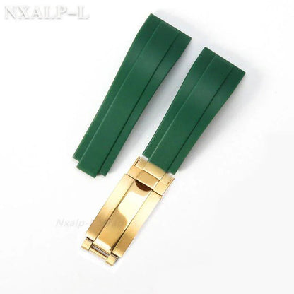 20mm Silicone Rubber Dive Watch Strap Bracelet for Rolex Daytona, Submariner, GMT, and Yacht-Master, 9x9mm, Fine-Adjust Buckle, Size: No Logo; Band Color: Black; Band Width: 20mm, Parallel Import