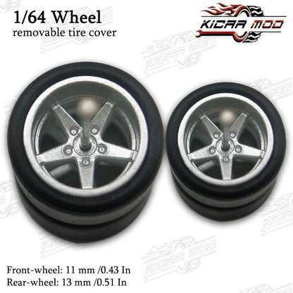 1/64 Scale RLC Premium Slick Tires for Hot Wheels RLC Muscle Car Advan GT Model Car Modification Parts D:11mm+13mm (1 Set) Color Parallel Import