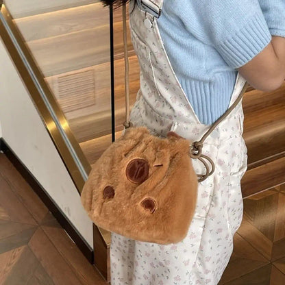 大容量カピバラぬいぐるみショルダーバッグ かわいいカピバラハンドバッグ ユニセックスカピバラバッグ  並行輸入品