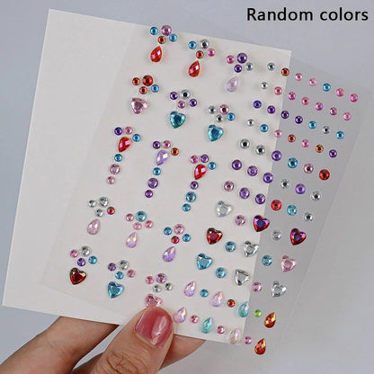 1/5 Random Color Glitter Face Tattoo Stickers for Kids, Sparkly Diamonds, for Costume Parties, Makeup, DIY Tattoo Decals, Parallel Import