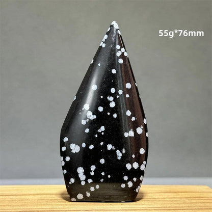 Snowflake Obsidian Freeform Ornament with Natural Quartz, Reiki, Meditation, Healing, Witchcraft, Energy Decoration, Home Gift, Color: Parallel Import